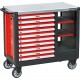 Stor verktygsvagn med 10 kullagrade lådor